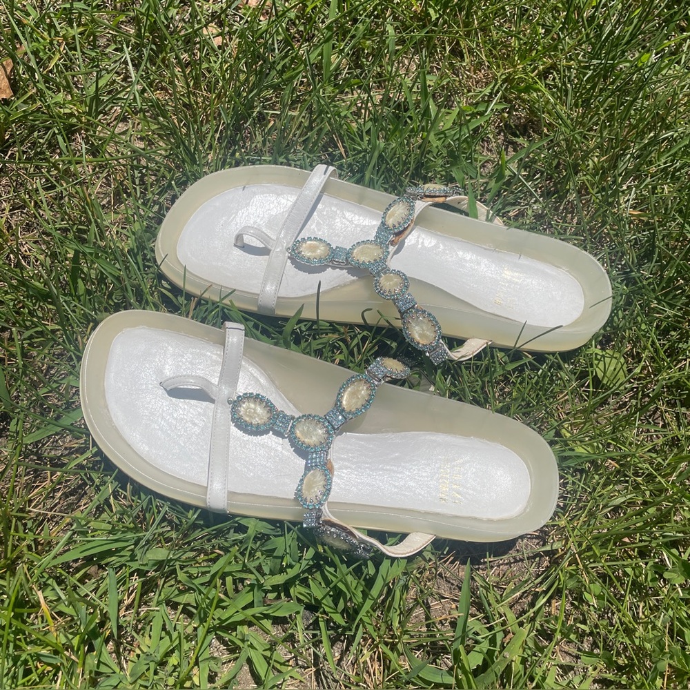 Y2K Stuart Weitzman Puppy Luv Jeweled Jelly Leather Sandals 5.5/6